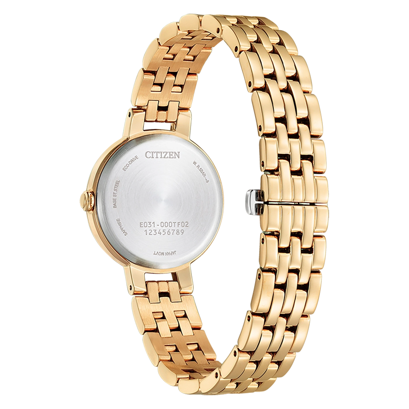 Citizen watch, gold, round face, Eco-Drive, sapphire, base st steel, Japan movt