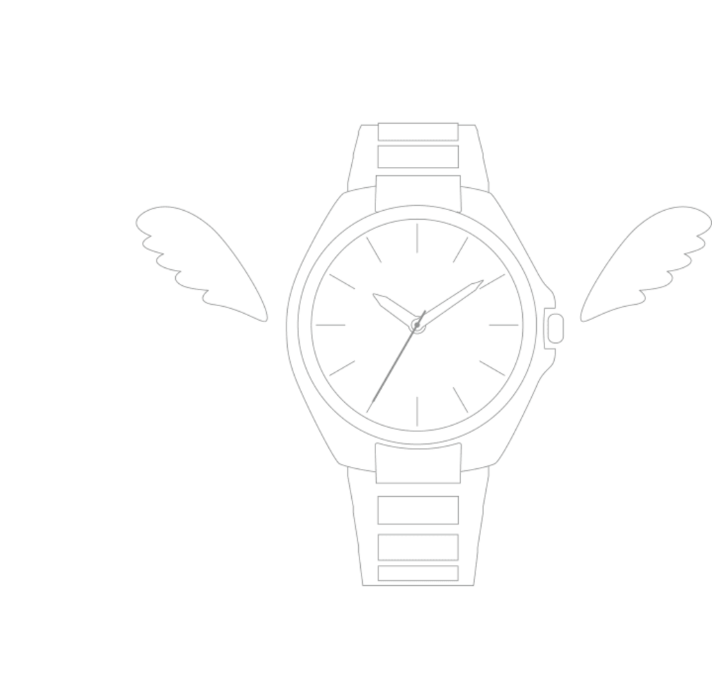 Watch with wings, a symbol of time flying, a conceptual illustration.