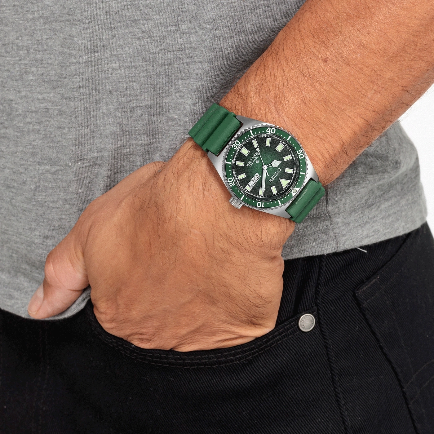 NY0121-09XC Male Rubber band (urethane) green ø 41mm Citizen