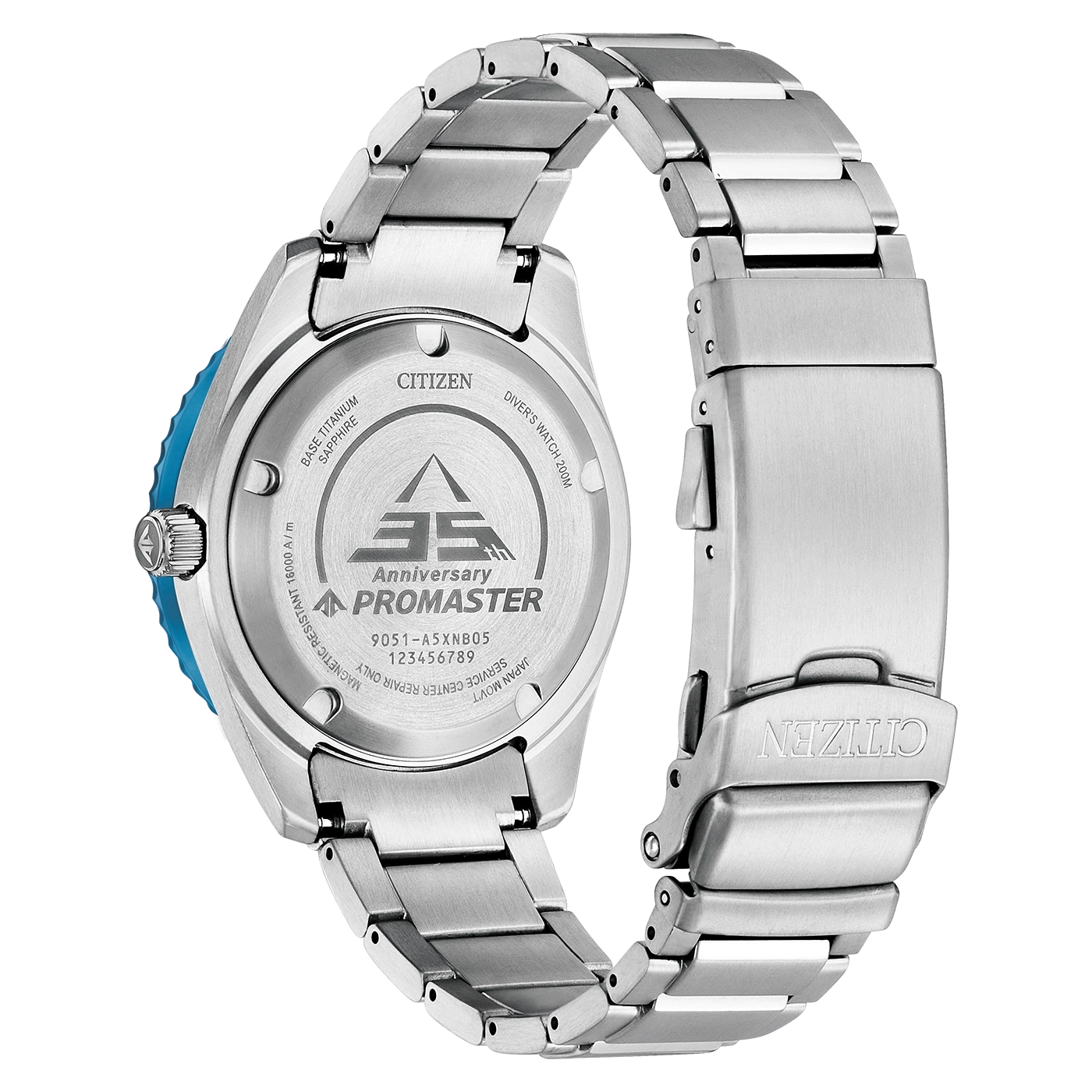 Citizen Promaster watch back, titanium, sapphire, anniversary, diver's watch, 200m