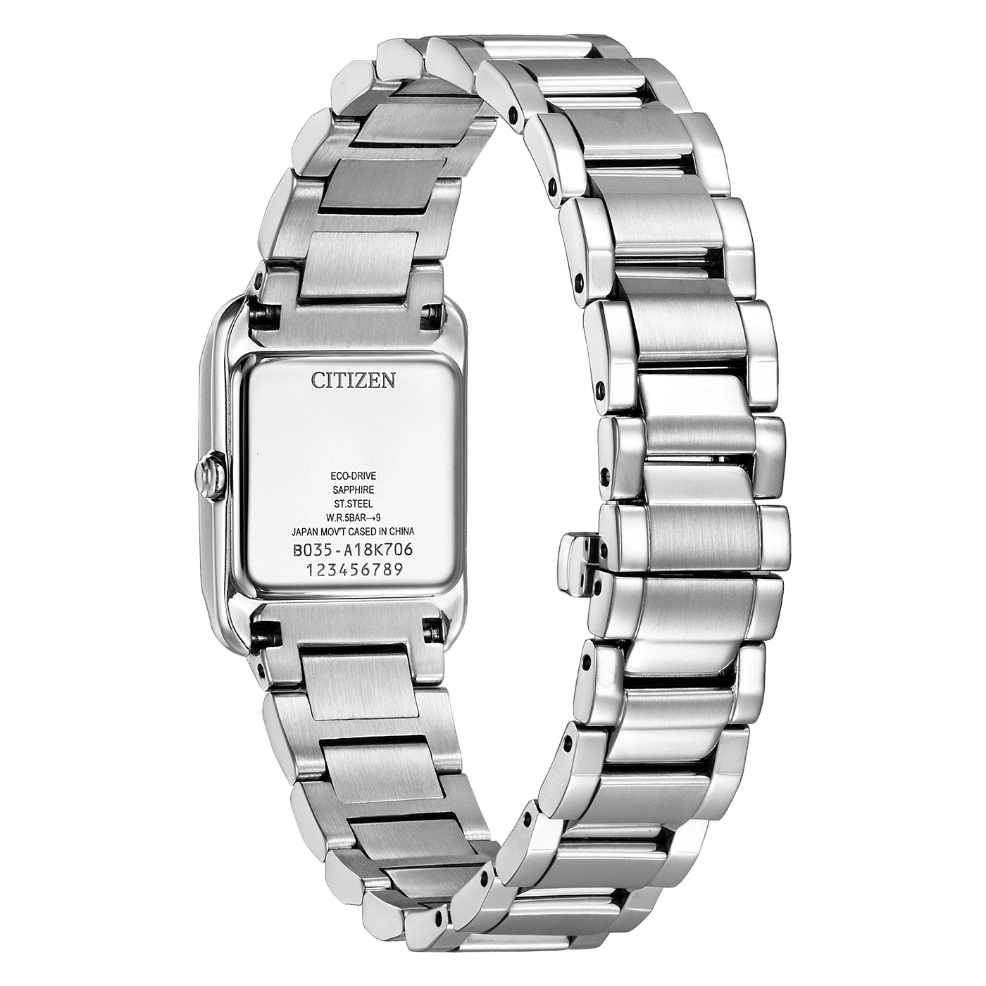 Citizen watch back, stainless steel, Eco-Drive, sapphire, elegant design
