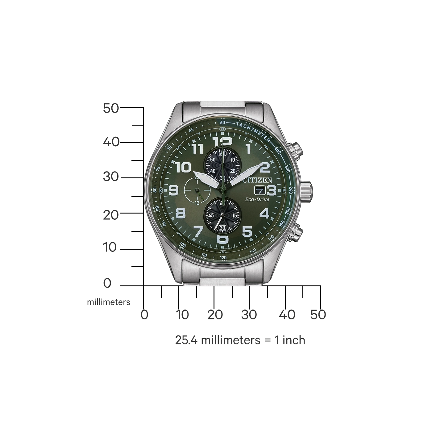 CA0770-72X Male Stainless steel | green | ø 43mm Citizen Onlineshop