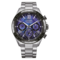 Citizen Attesa watch with blue face and silver band, time display.