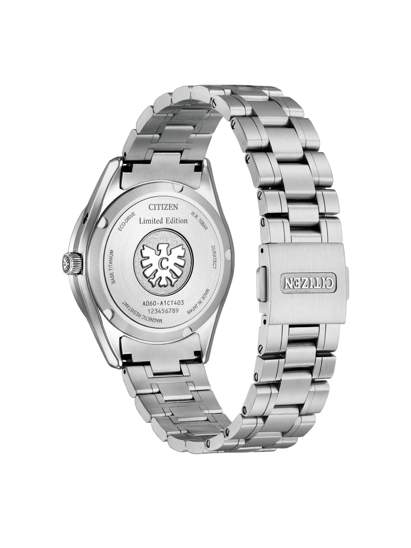 Citizen watch back, Limited Edition, Eco-Drive, titanium, water resistant, Japanese made.