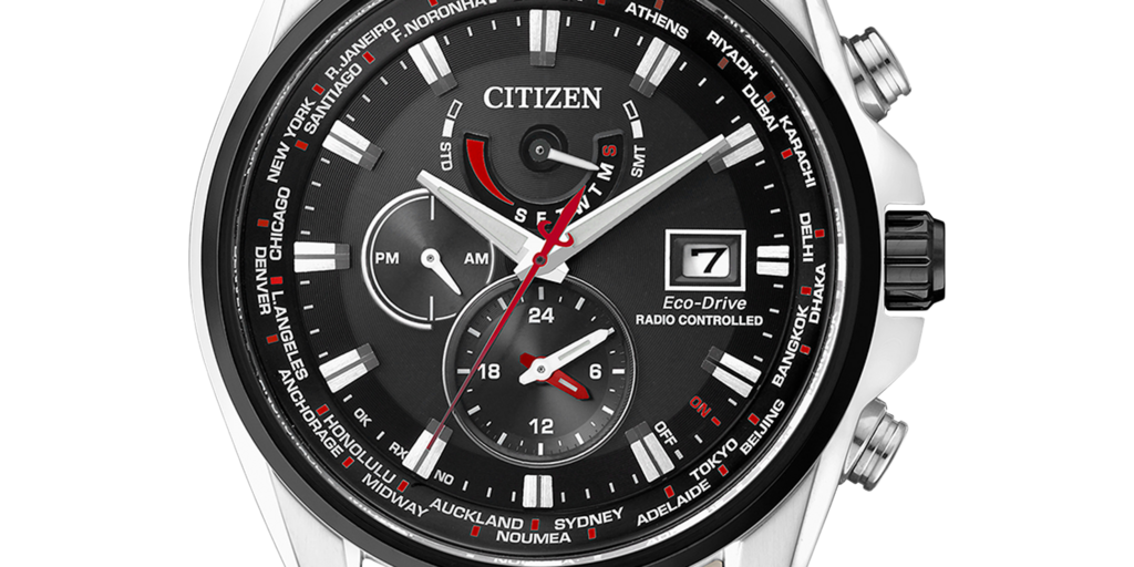 CITIZEN Eco-Drive ブラック 時計 Citizen Eco-Drive Men's Chronograph Watch- Red/Black- B620