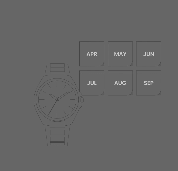 Watch with months: April, May, June, July, August, September.