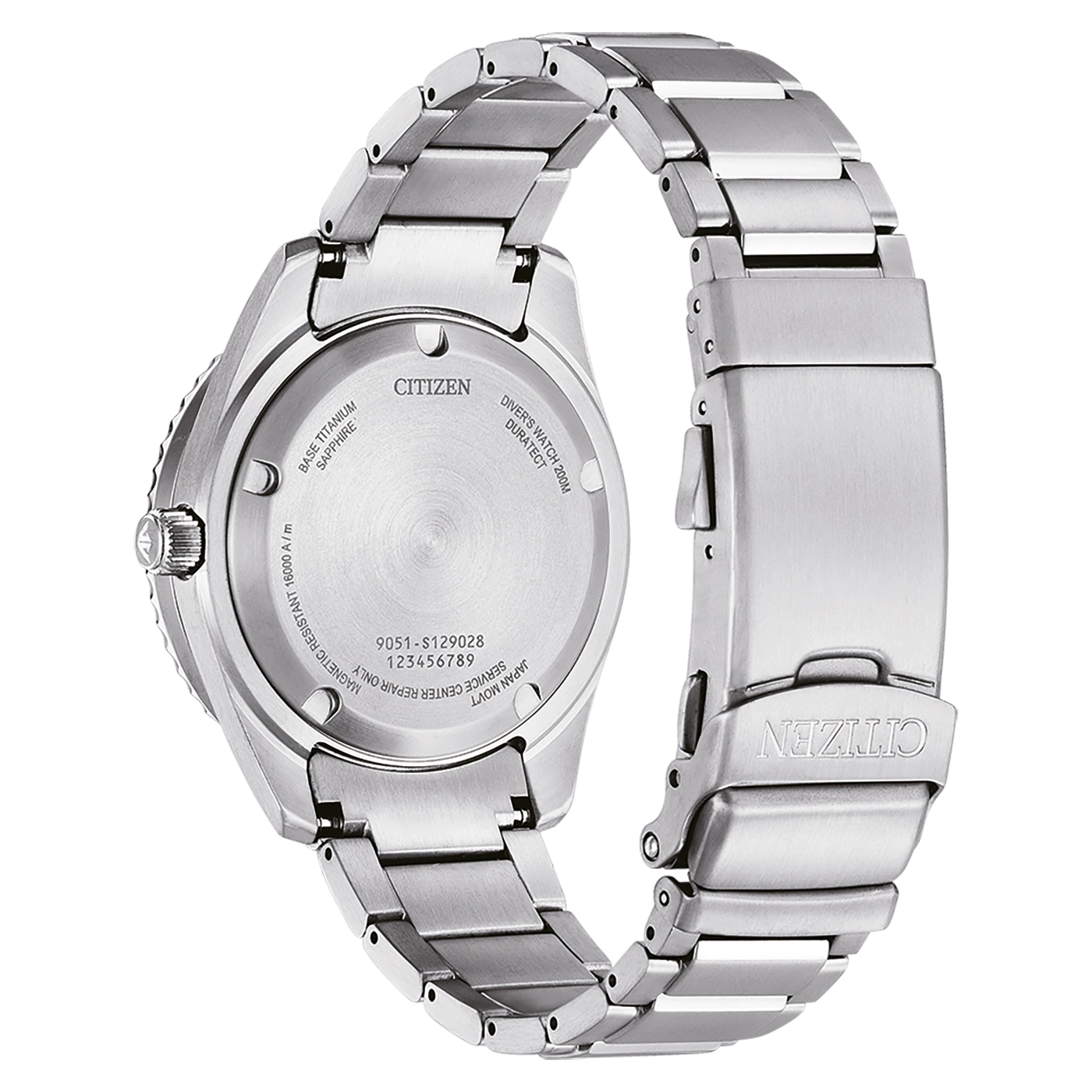 Citizen watch back, titanium, sapphire, magnetic resistant, diver's watch, Japan movt.