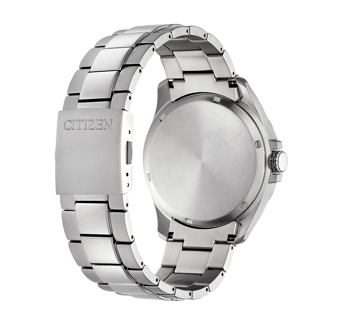 Citizen watch back, stainless steel, clasp with the brand name, shiny metal