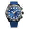 Citizen watch with blue strap and dial, black bezel, and white markings.