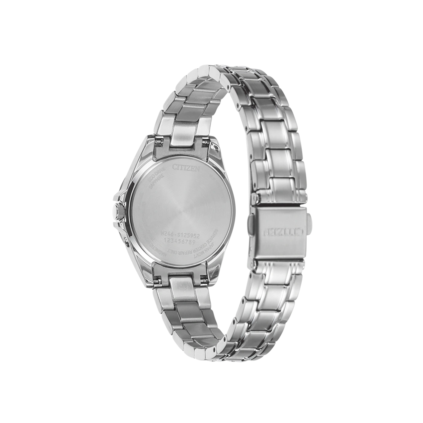 Citizen watch back, stainless steel, Eco-Drive, sapphire, Japan movement, repair only.