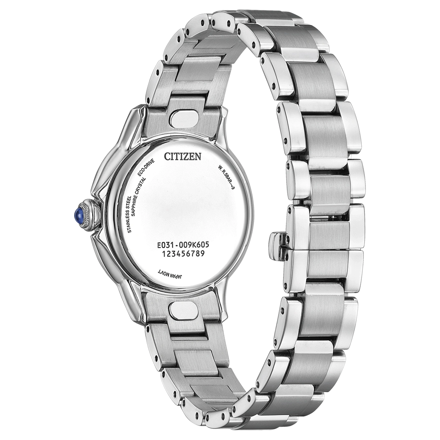 Citizen watch, stainless steel, sapphire crystal, Eco-Drive, Japan movement, W. R.5BAR-9