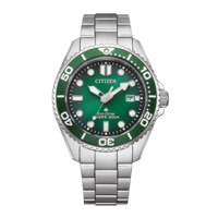 Citizen watch with green dial and bezel, stainless steel bracelet