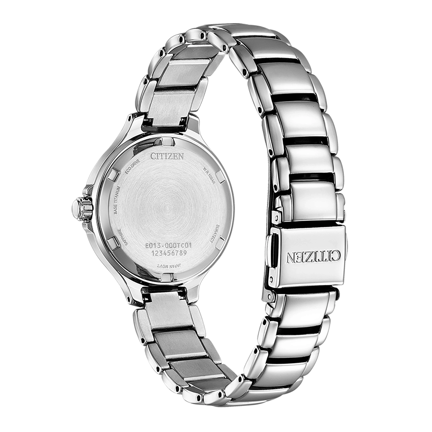 Citizen watch back, stainless steel, Eco-Drive, sapphire, Japan movement, 10 bar