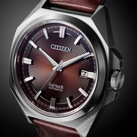 Citizen Series 8 automatic watch with brown leather strap and brown dial