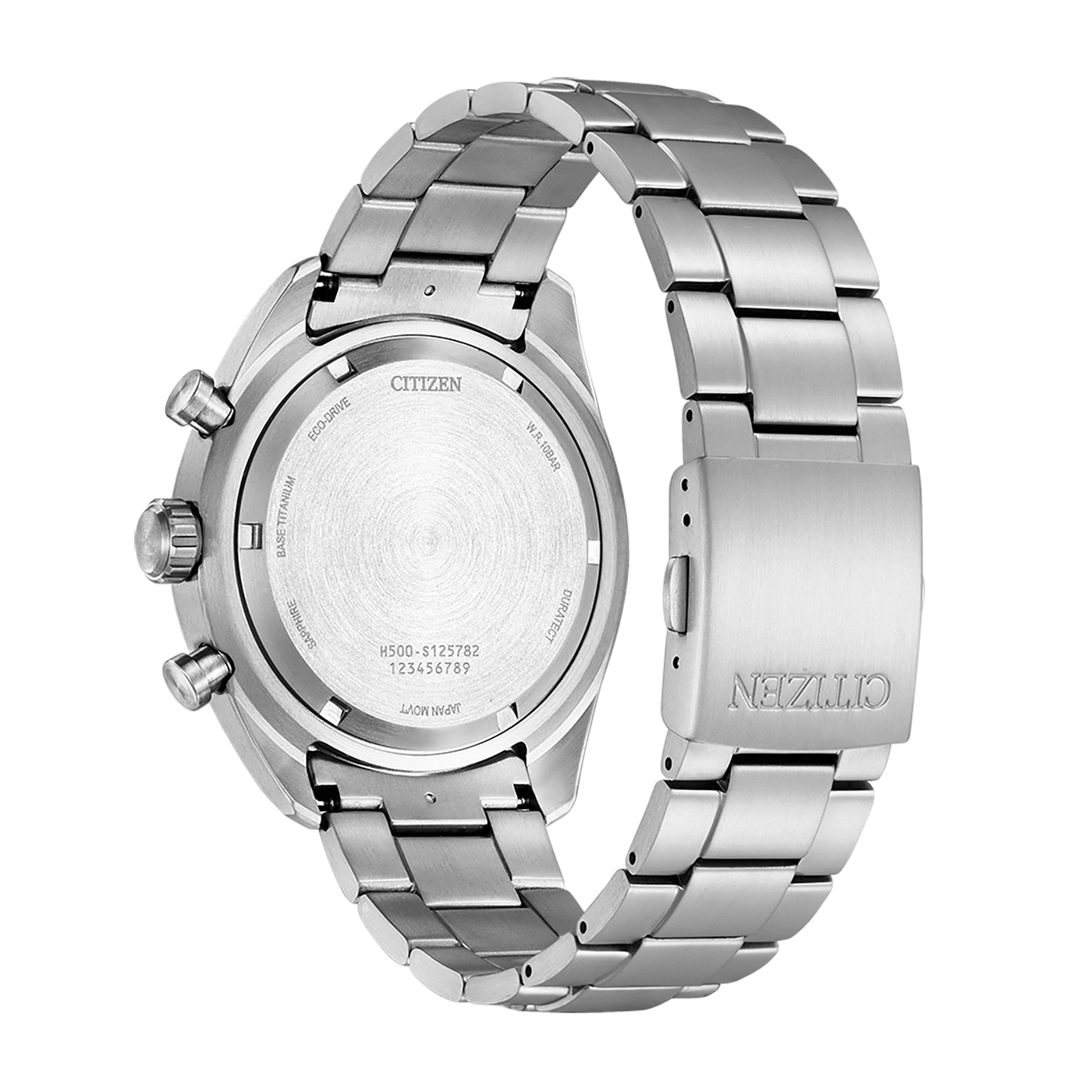 Citizen watch back, titanium, Eco-Drive, sapphire, water resistant, Japan movement