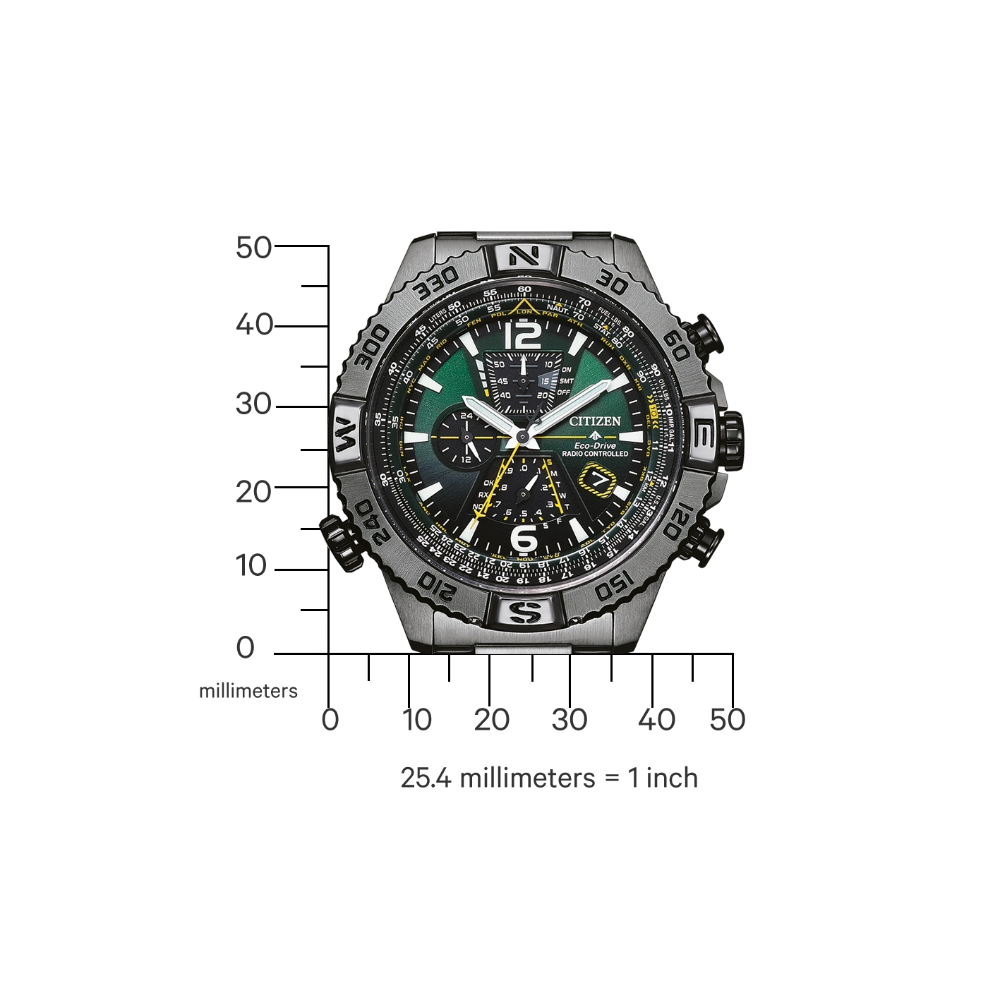 AT8227-56X Male Stainless steel green ø 47.5mm Citizen Onlineshop