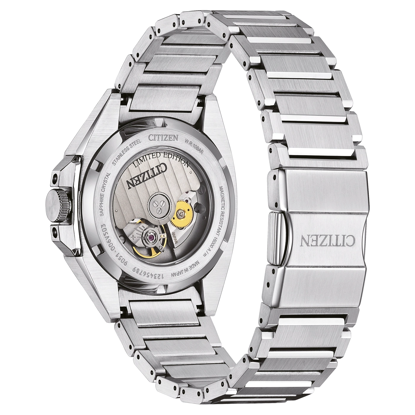 Citizen watch, stainless steel, limited edition, sapphire crystal, Japanese made.
