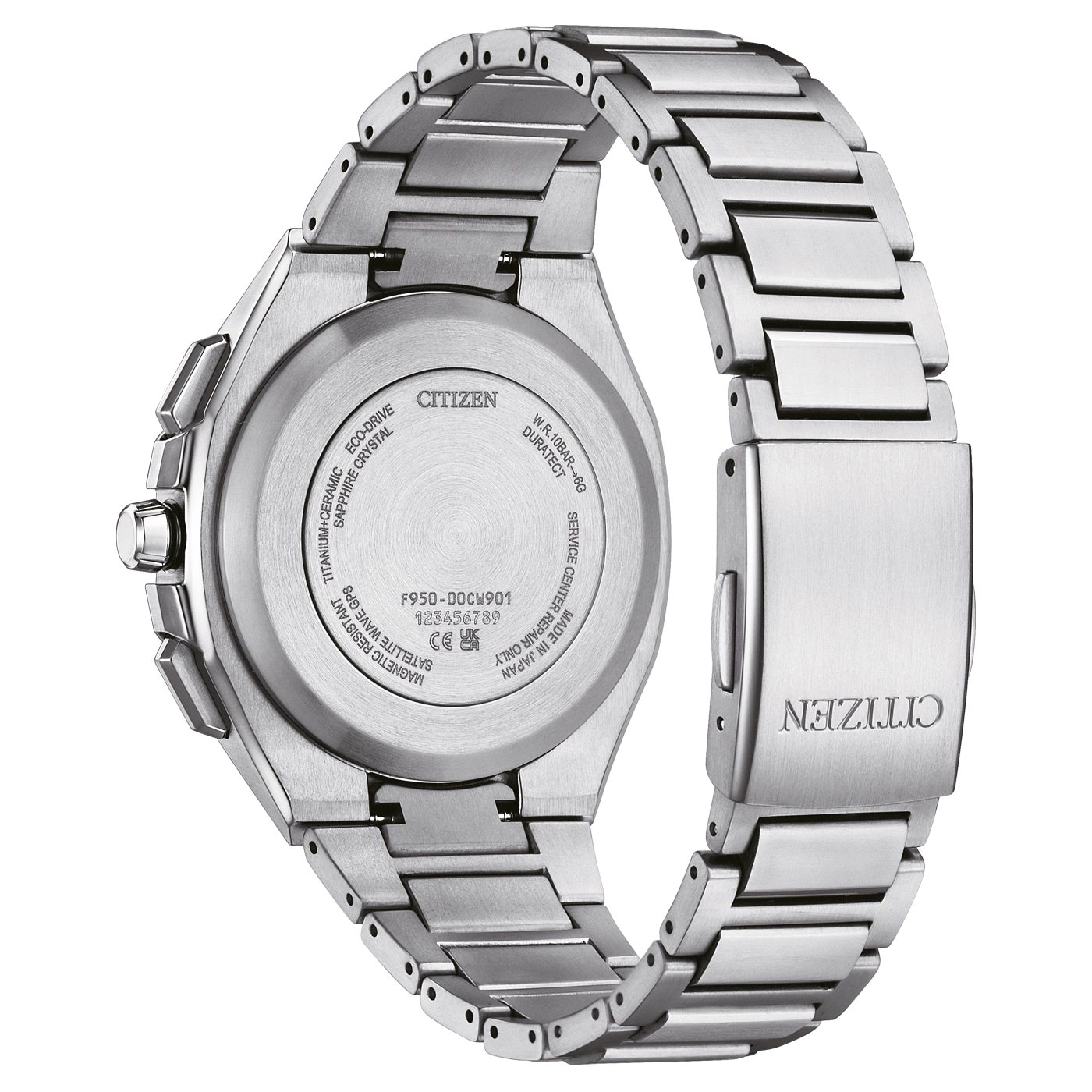 Citizen watch back, titanium, ceramic, GPS, magnetic resistant, Eco-Drive, sapphire crystal