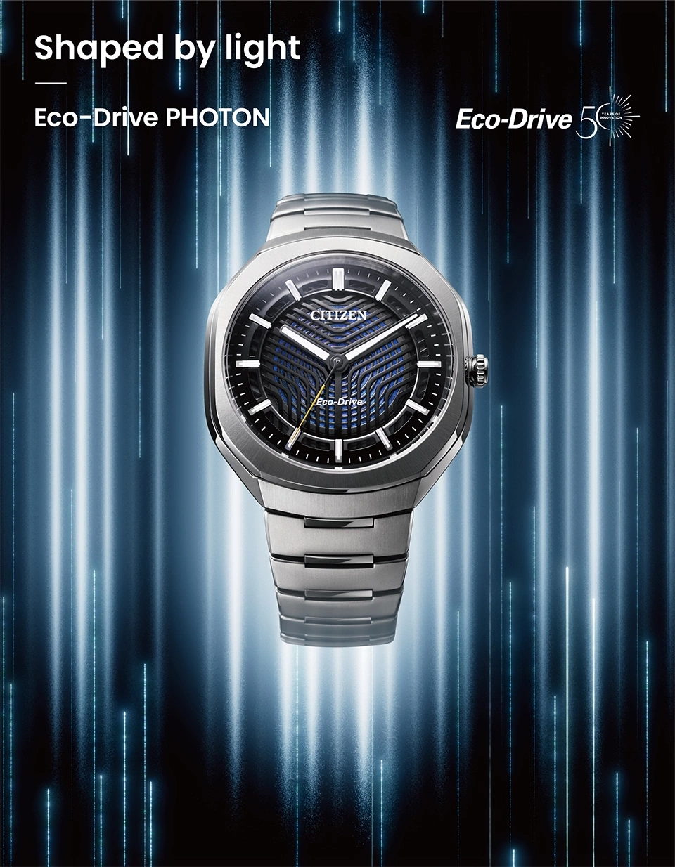 Citizen Eco-Drive watch with light streaks
