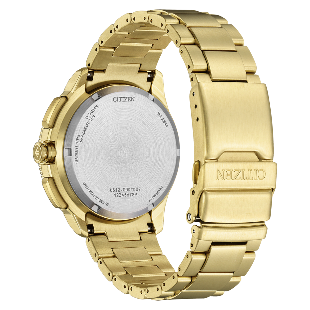 Gold Citizen watch back with model number and details