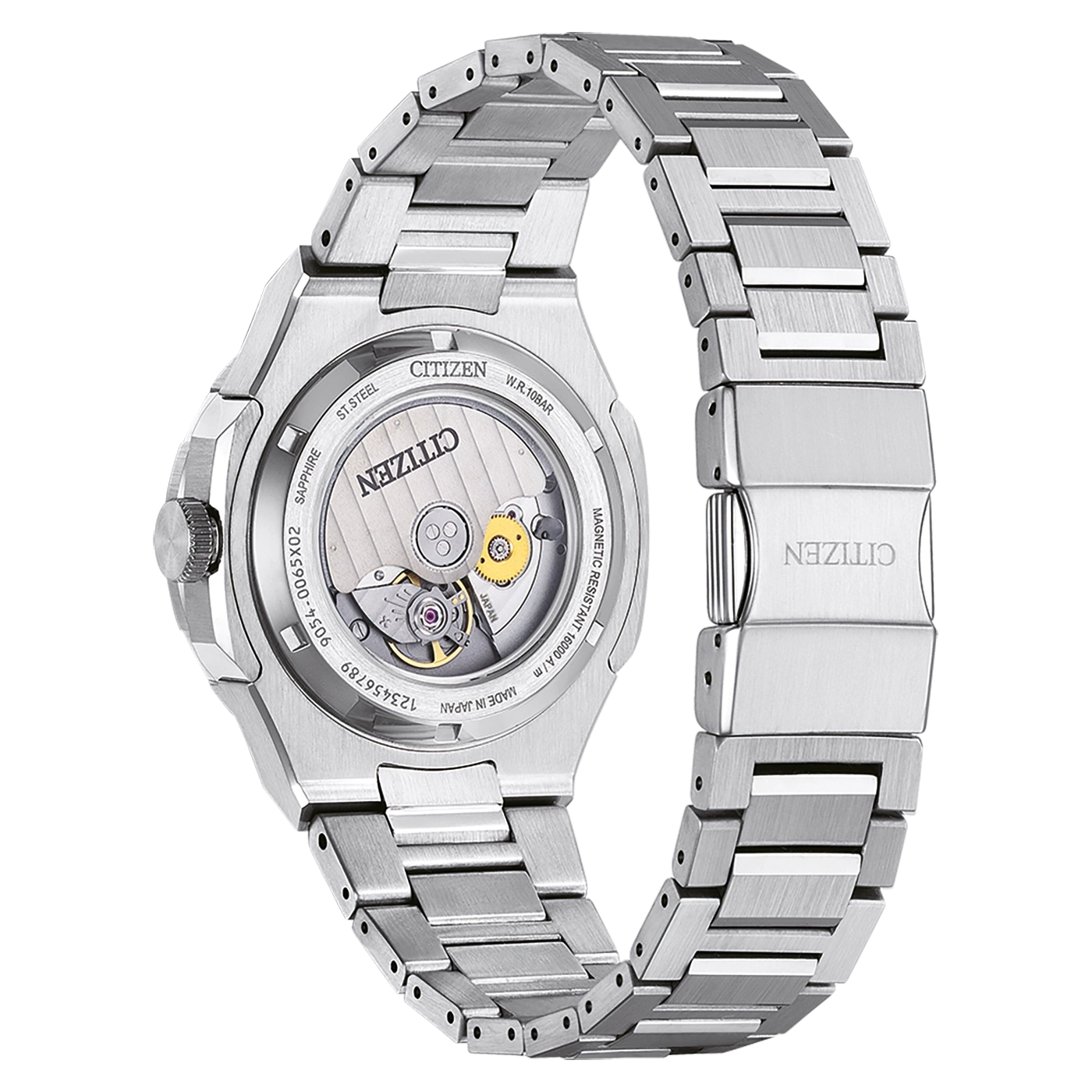 Citizen watch back, sapphire, stainless steel, automatic movement, Japanese made
