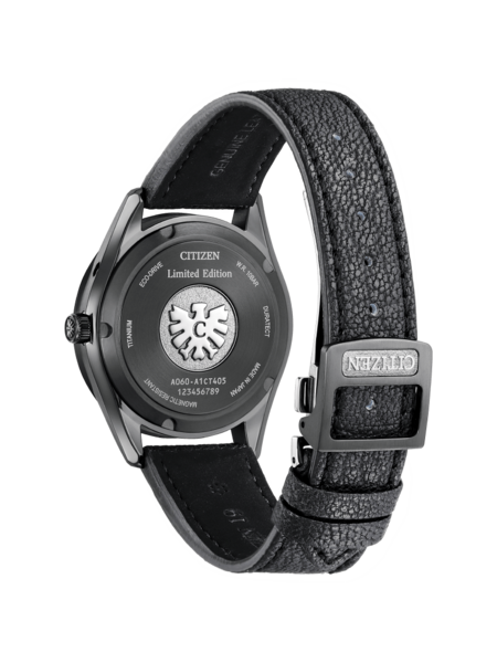 Citizen-Uhr, schwarzes Titan, Lederarmband, limitierte Auflage, Eco-Drive, hergestellt in Japan