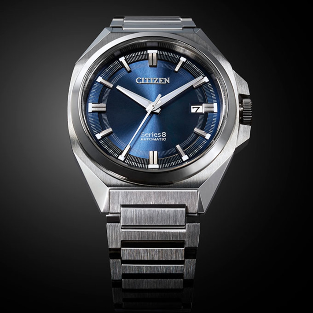 Citizen Series 8 automatic watch with blue dial and steel bracelet