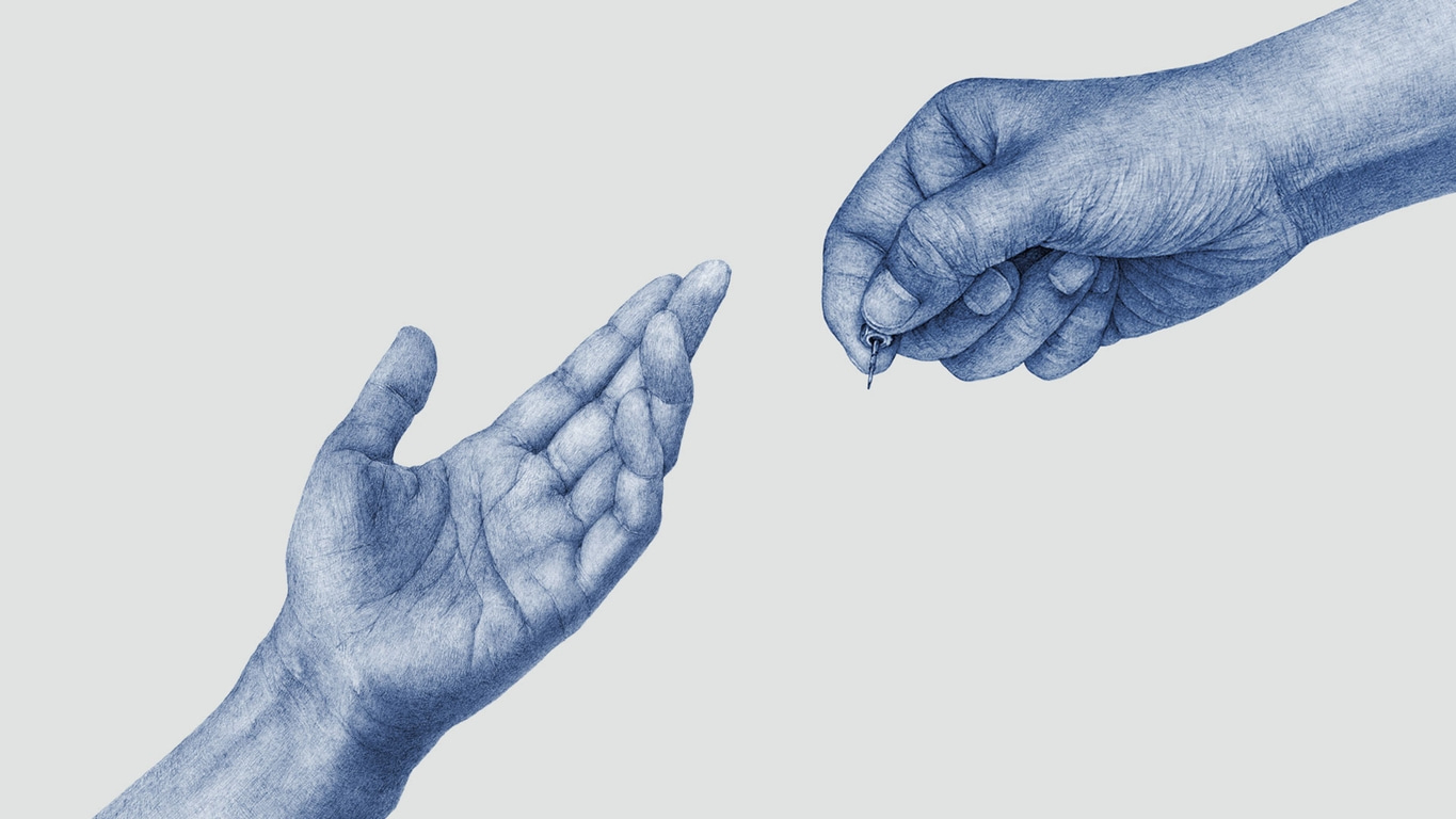 Two hands, one holding a key, the other reaching out to receive.