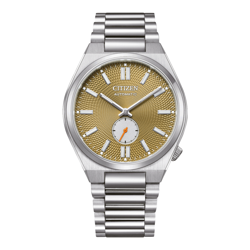 Citizen automatic watch with a gold dial and silver bracelet