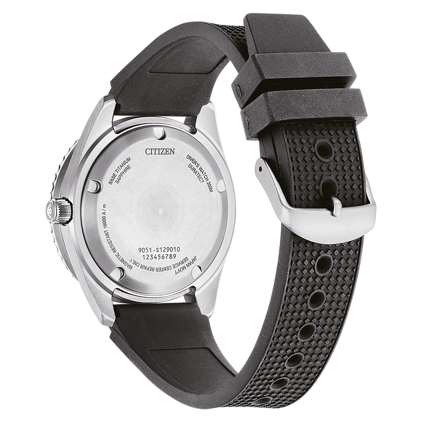 Citizen watch back, titanium, sapphire, magnetic resistant, diver's watch