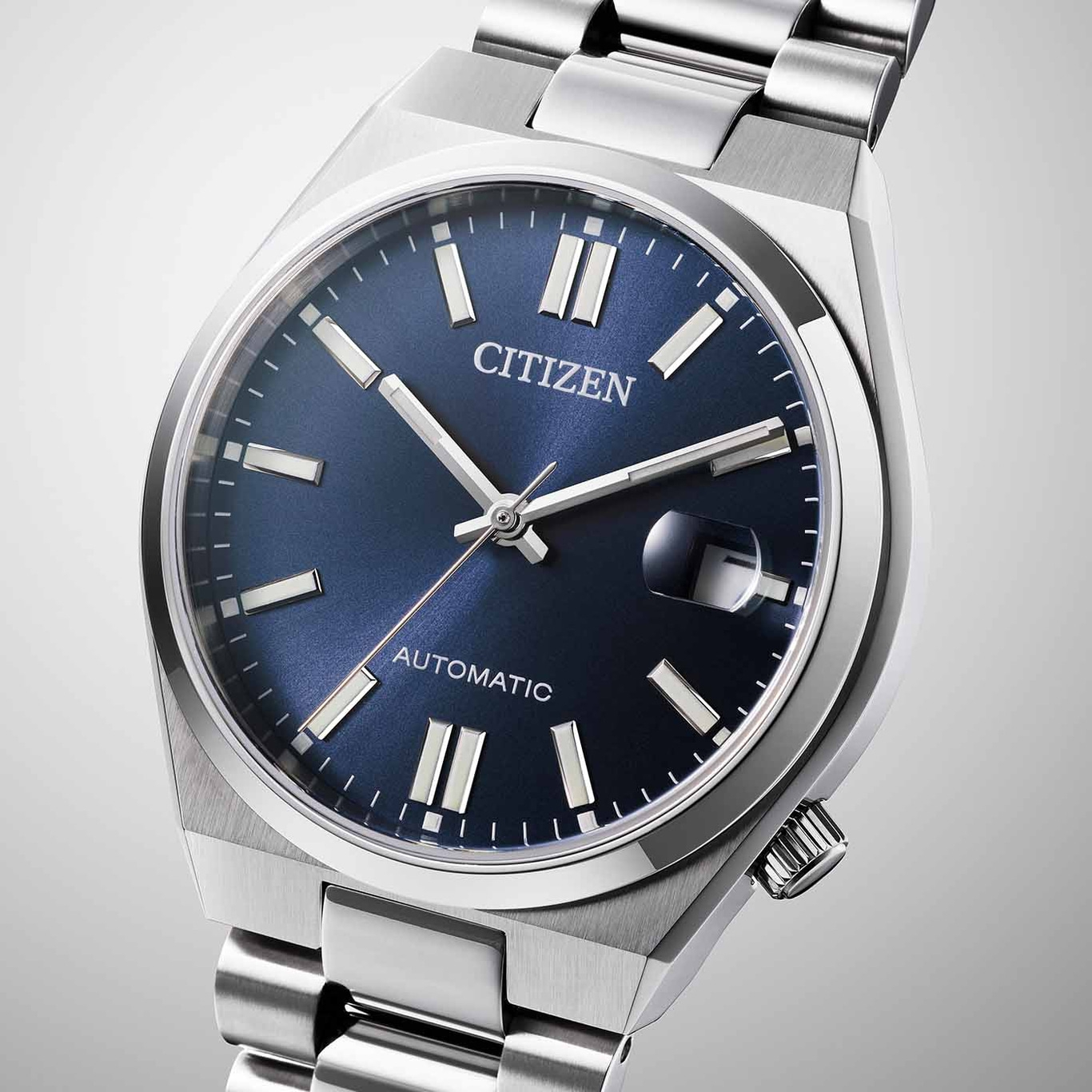 Citizen automatic watch with a blue dial and silver bracelet