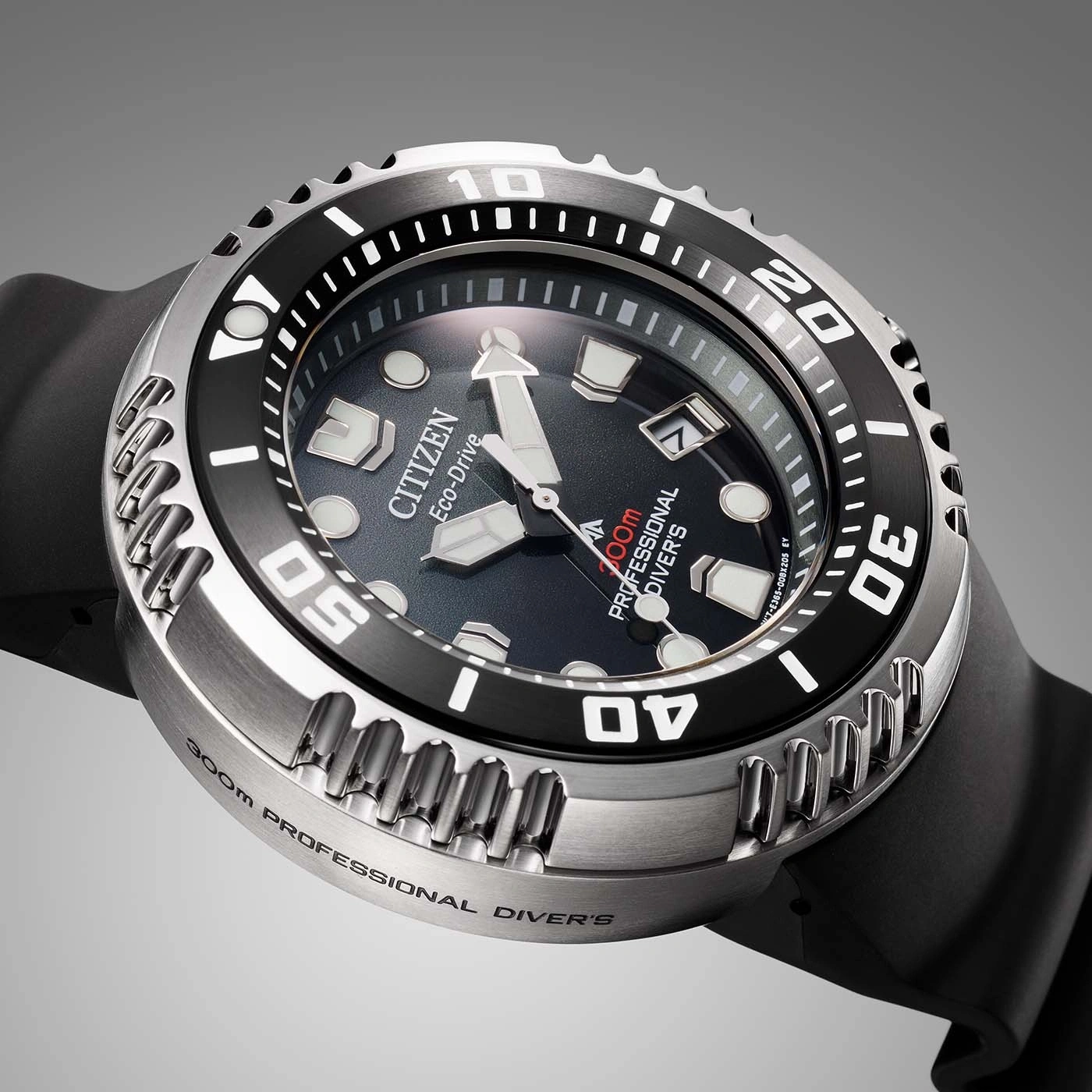Citizen Eco-Drive watch, black dial, 300m professional diver's watch