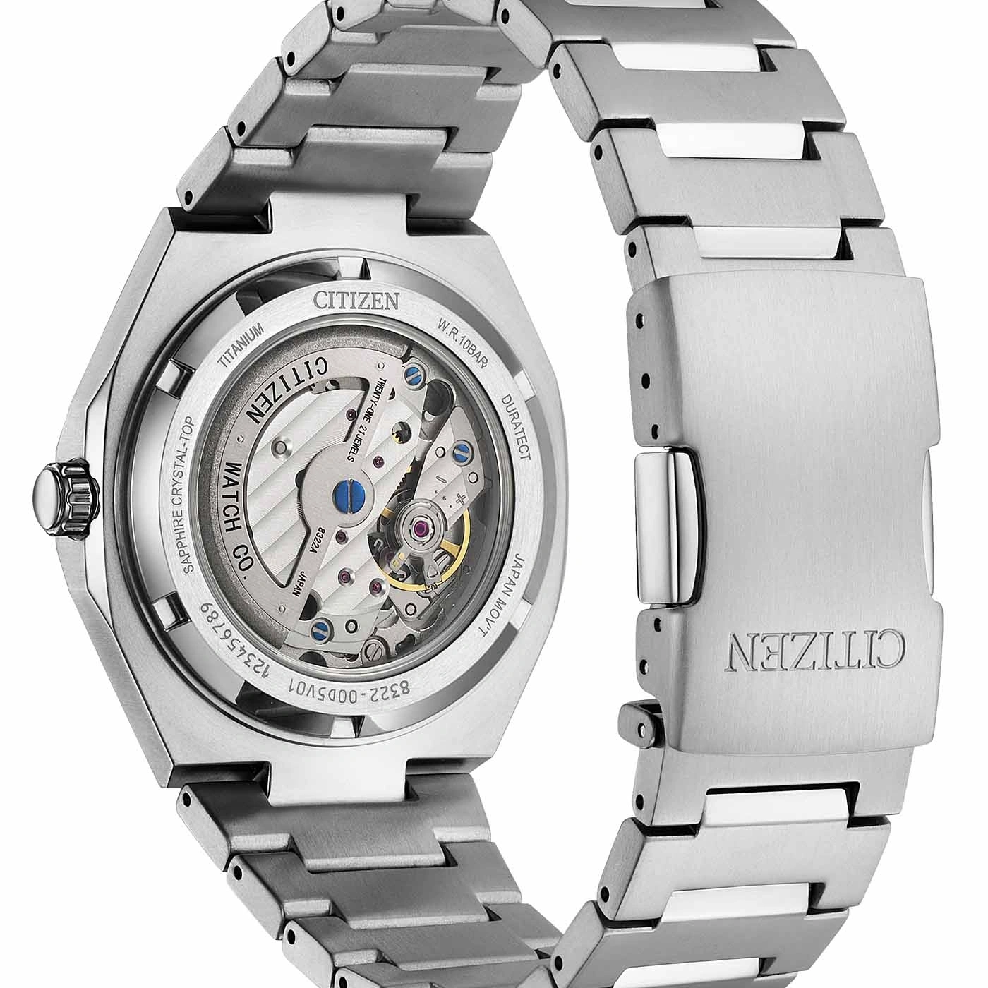 Citizen watch back, titanium, sapphire crystal, Japanese movement, automatic
