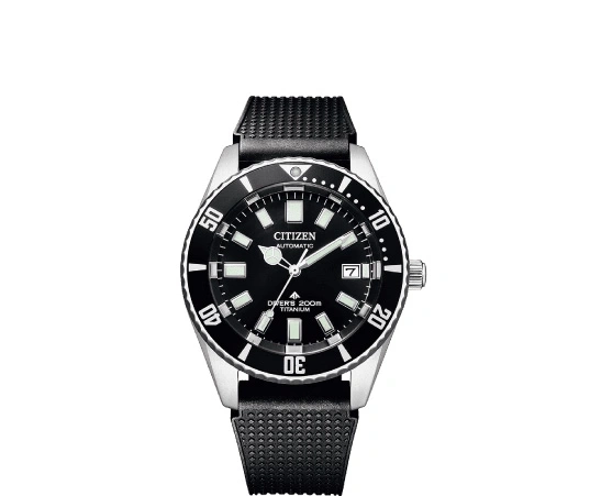 Citizen automatic diver's watch with black dial and titanium case