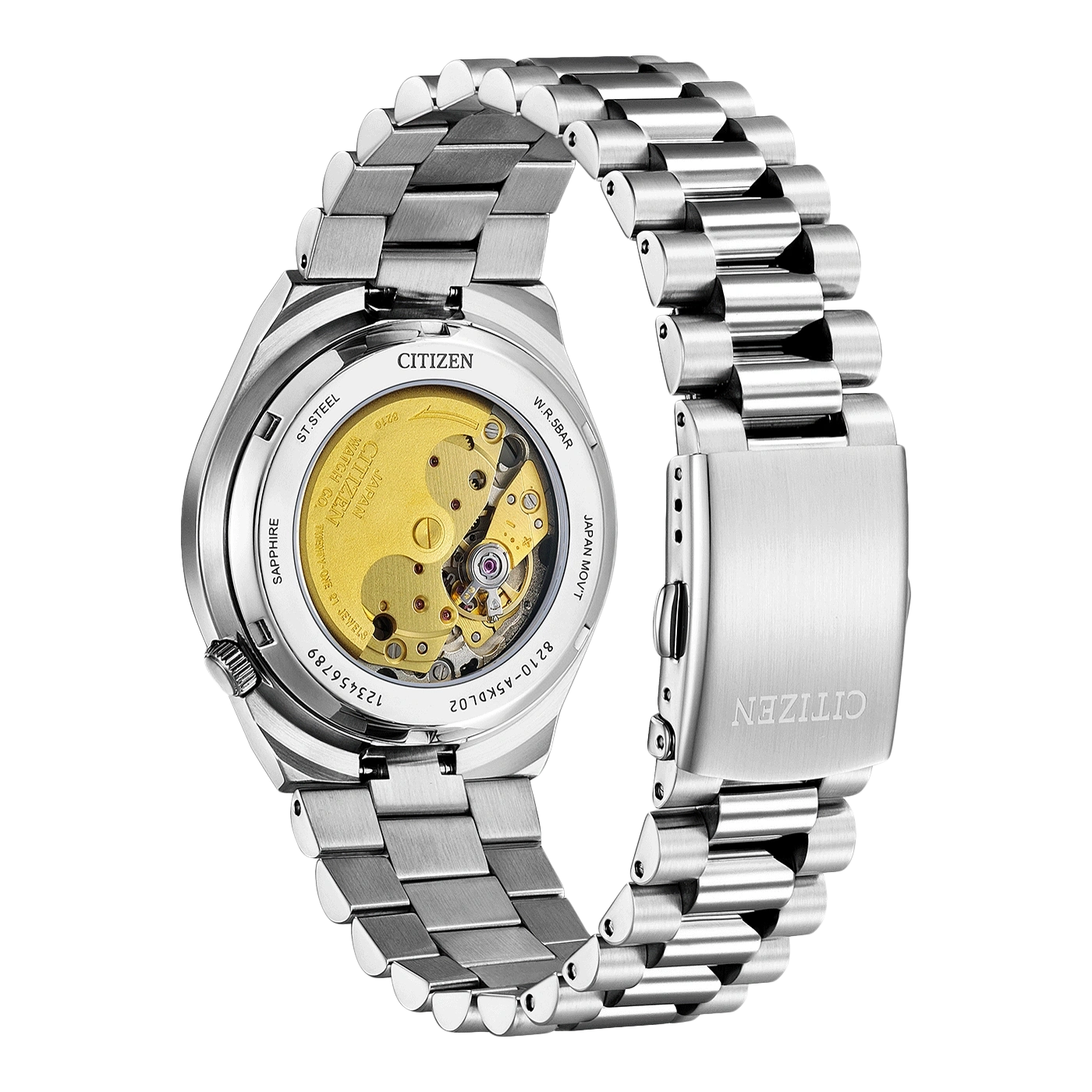 Citizen watch back, steel, sapphire, Japan movement, 8210-A5KDL02, 123456789, W.R.5BAR