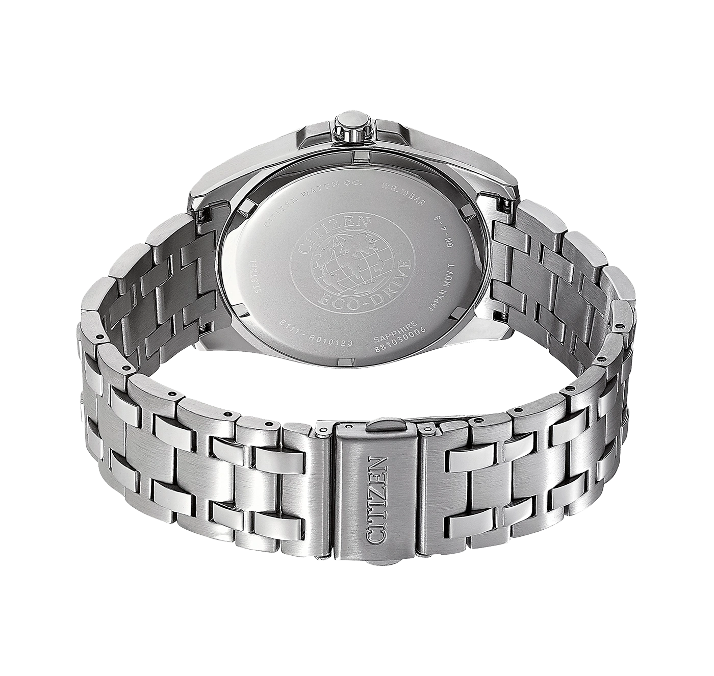 Citizen watch back, stainless steel, Eco-Drive, sapphire, Japan movement, 10 bar