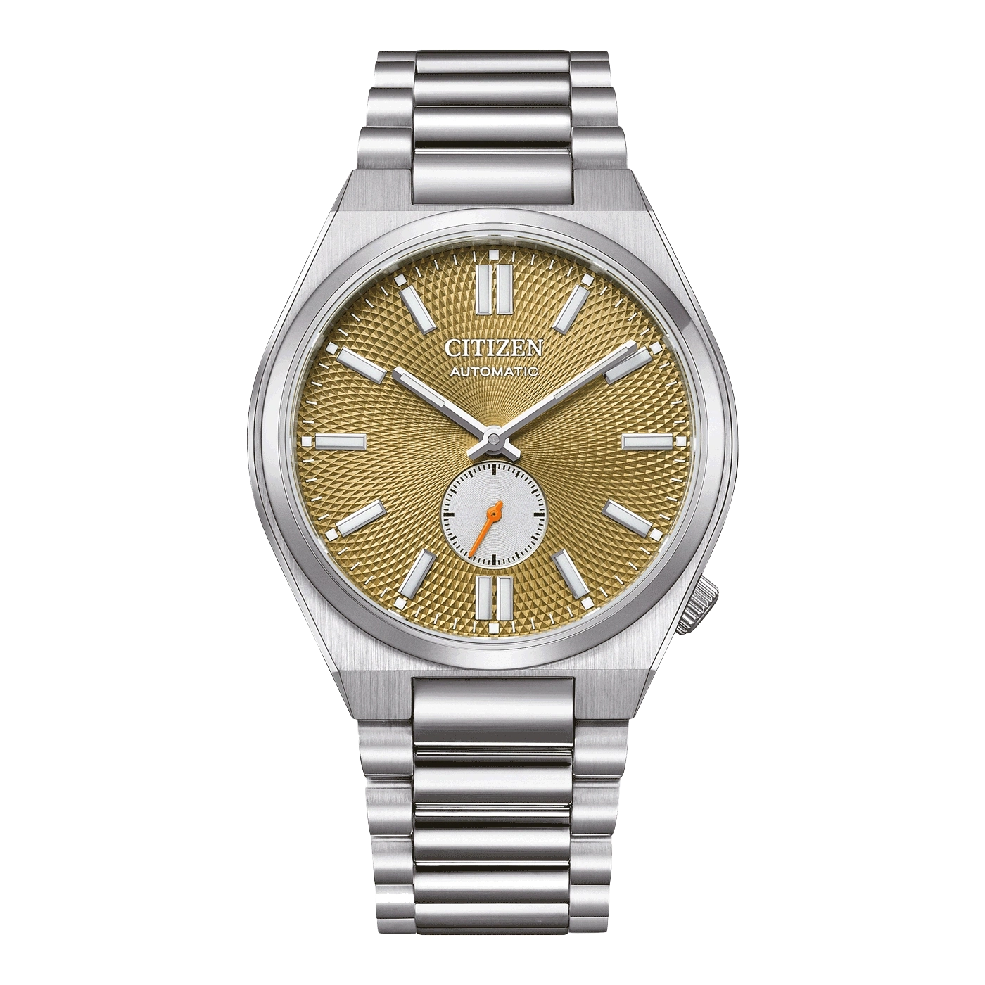 Citizen automatic watch with a gold dial and silver bracelet