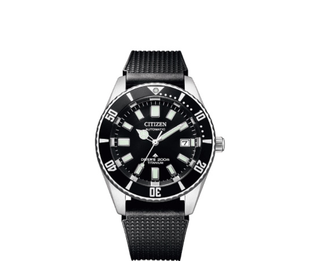 Citizen automatic diver's watch with black dial and titanium case