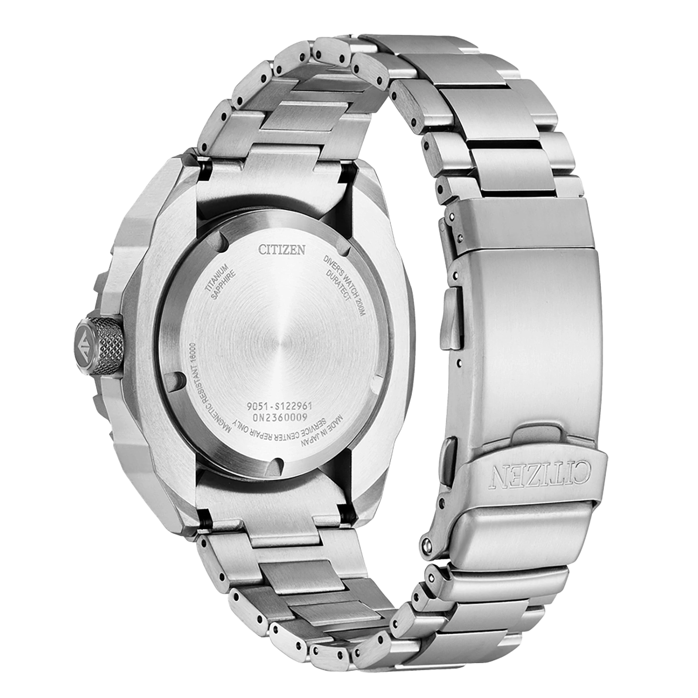 Citizen watch back, titanium sapphire, diver's watch, magnetic resistant, made in Japan