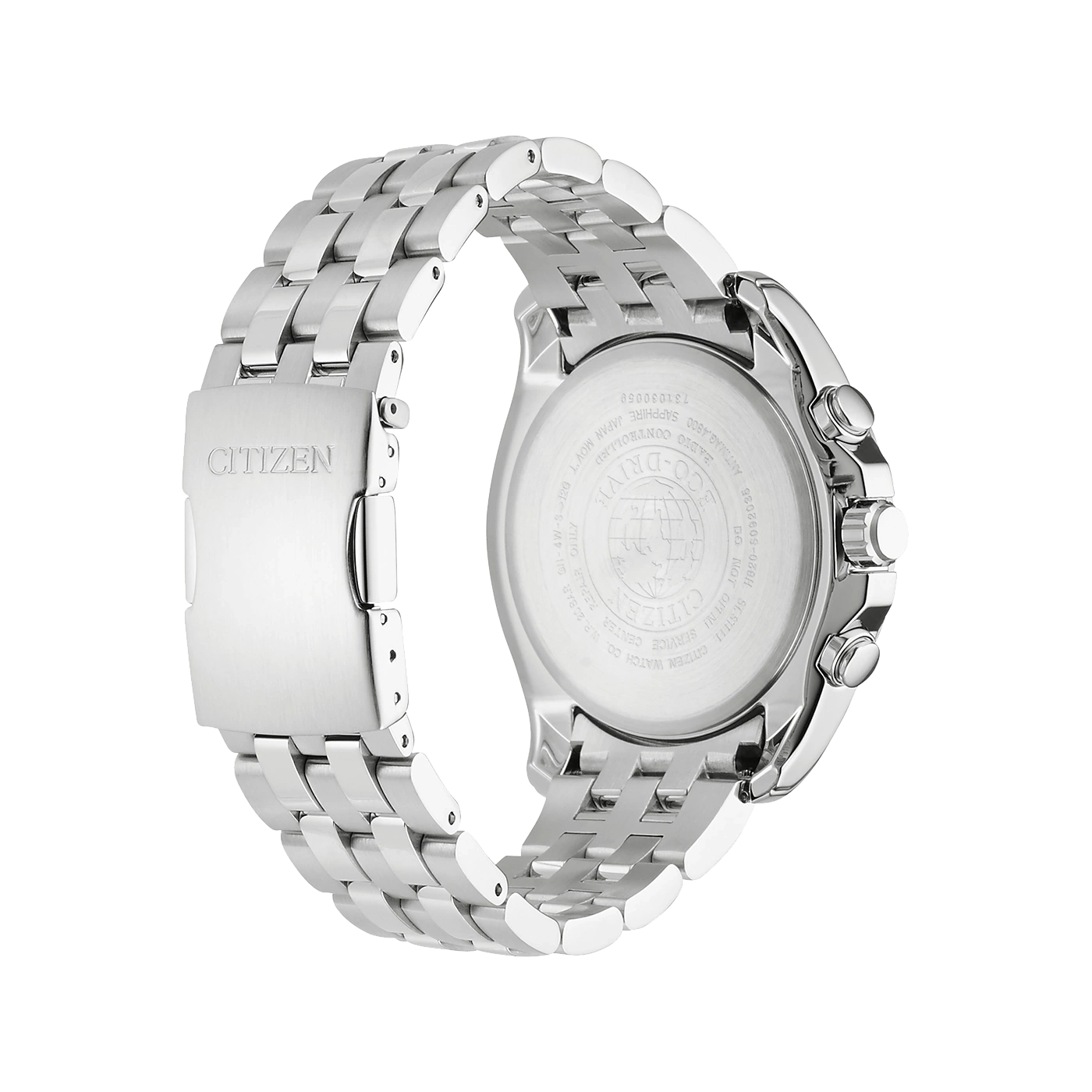 Citizen watch back, stainless steel, Eco-Drive, radio controlled, sapphire crystal